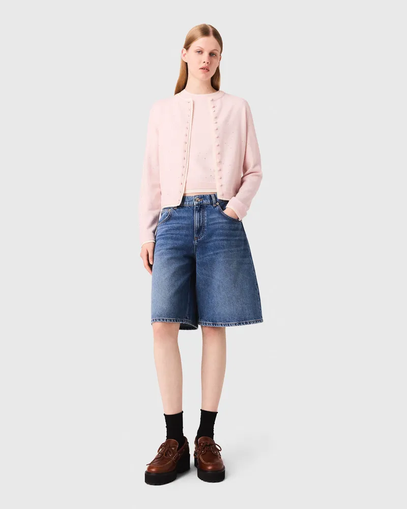 Maje Strickjacke Mit Strasssteinen - Rosa Rosa