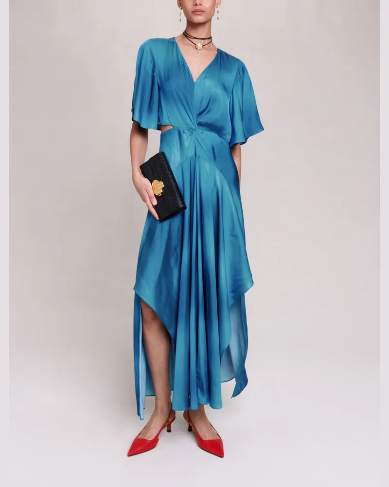 Maje Langes Satinkleid - Blau Blau