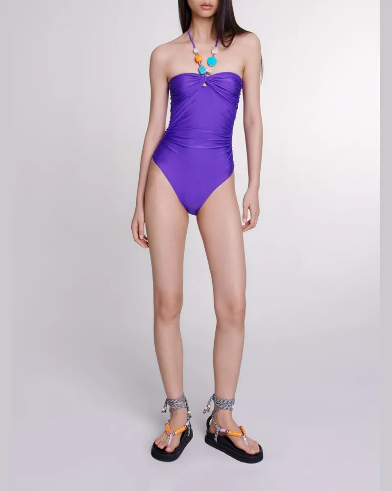 Maje Badeanzug Mit Schmuckdetails - Violett Violett