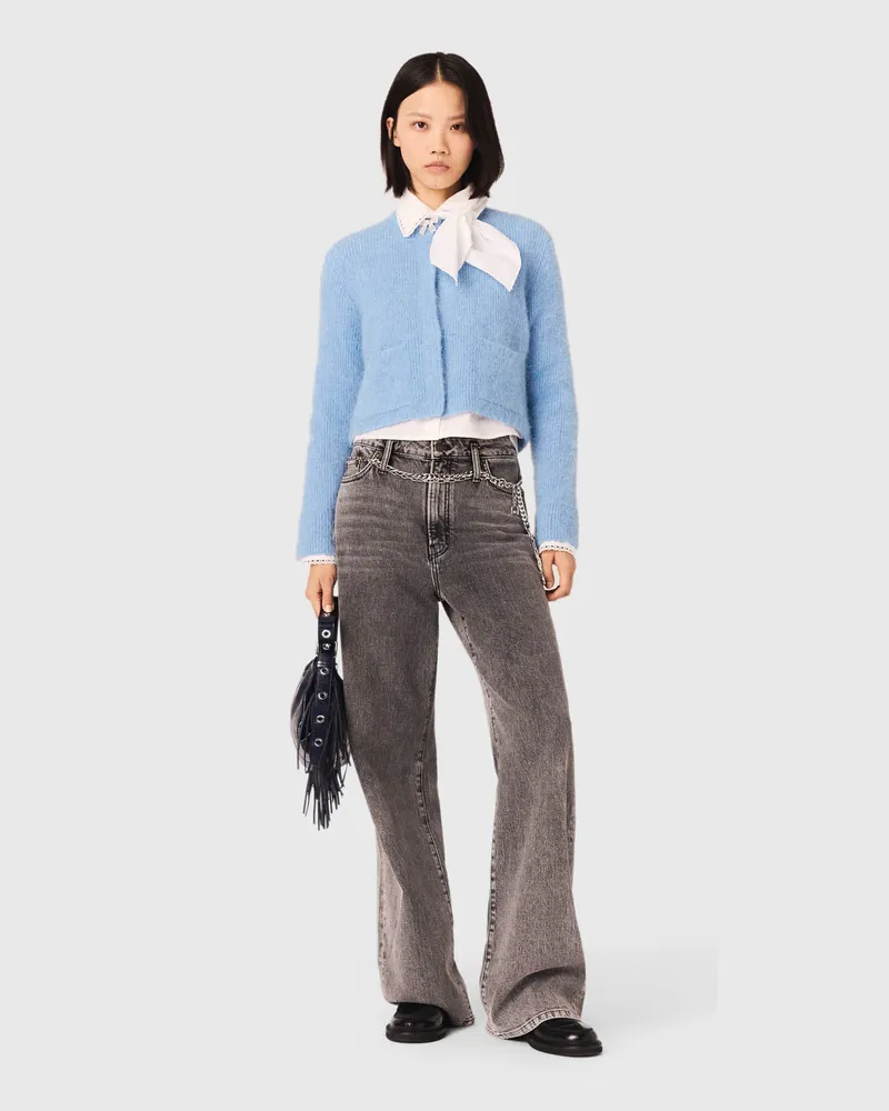 Maje Cardigan Mit Schmuckschleife - Blau Himmelblau