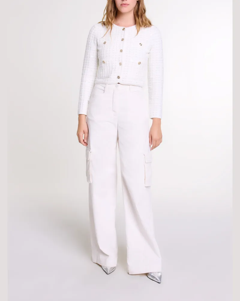 Maje Strickcardigan Mit Pailletten - Cremeweiß Cremeweiß