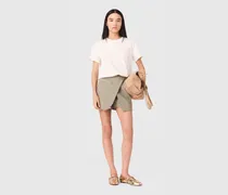 Trompe-l'ail-shorts Leinenmischung - Khaki
