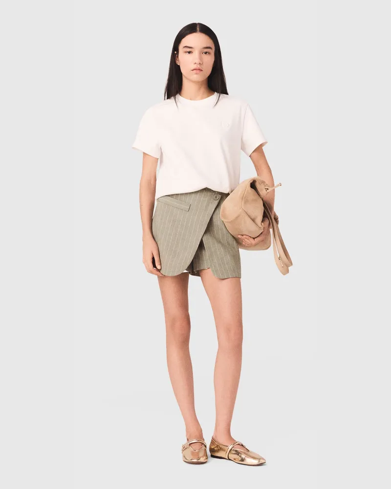 Maje Trompe-l'ail-shorts Leinenmischung - Khaki Khaki