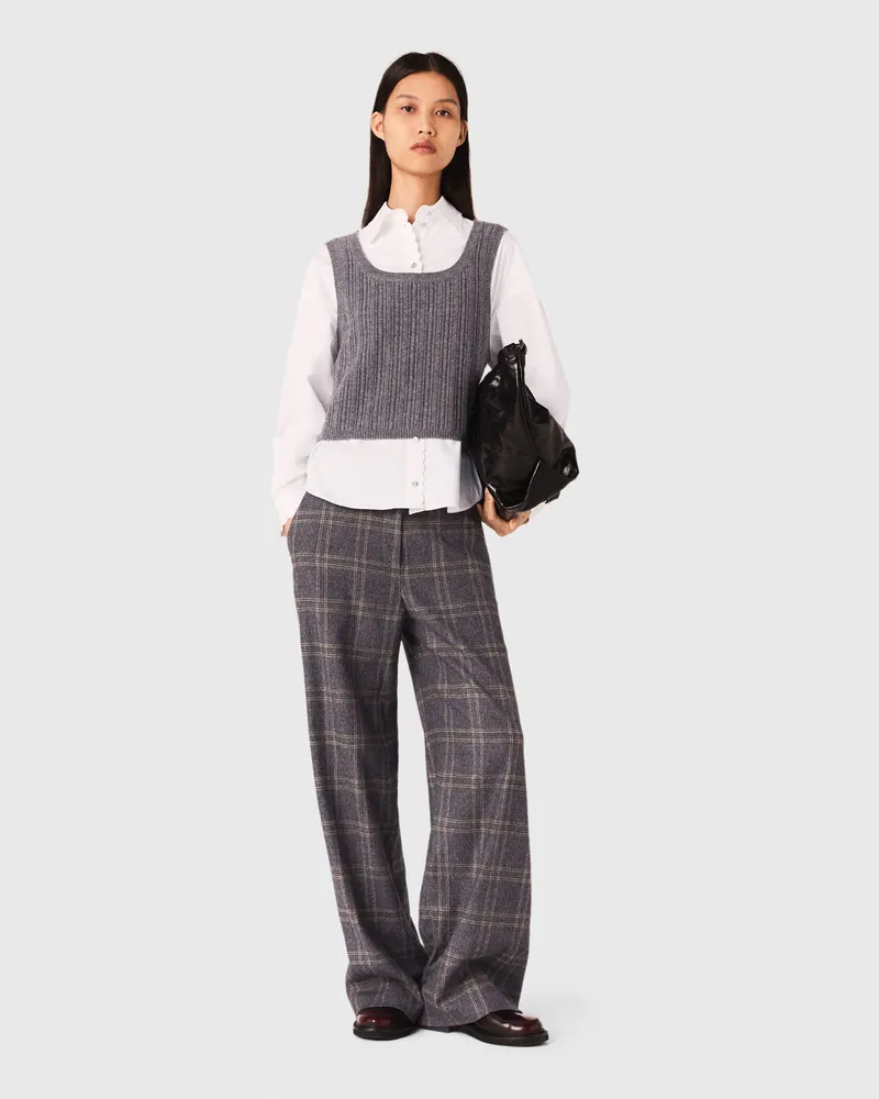 Maje Stricktop Mit Abnehmbarem Hemd - Grau Grau