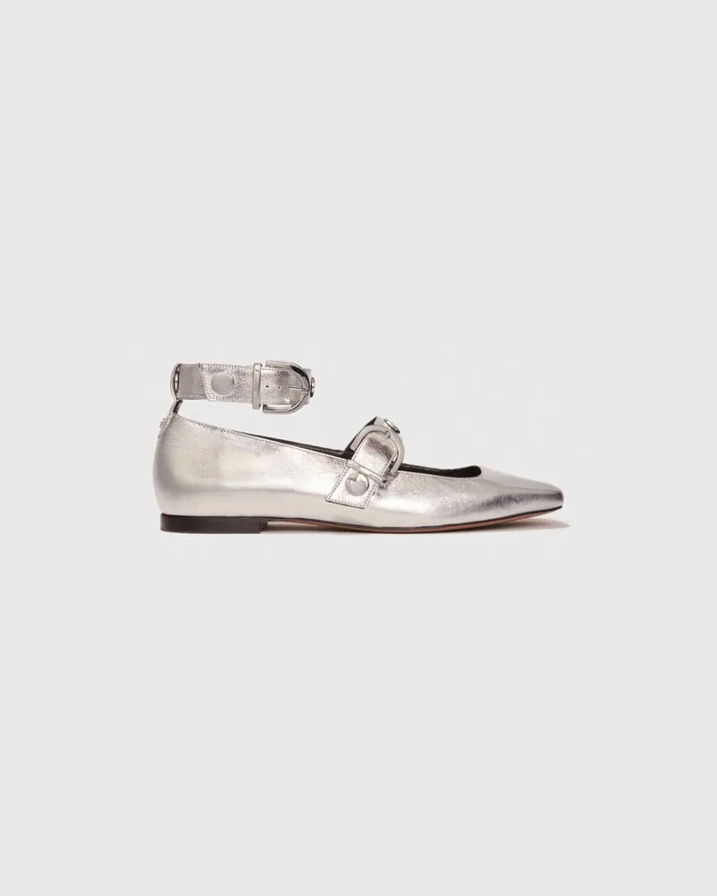 Maje Mary Janes Aus Metallicleder - Silber Silber