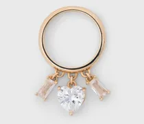 Goldfarbener Ring Mit Strass - Golden