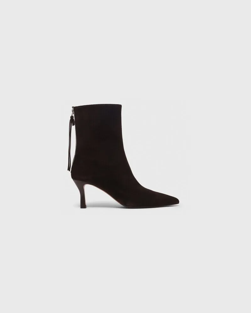 Maje Bottines Zippées En Suède - Dunkelbraun Dunkelbraun