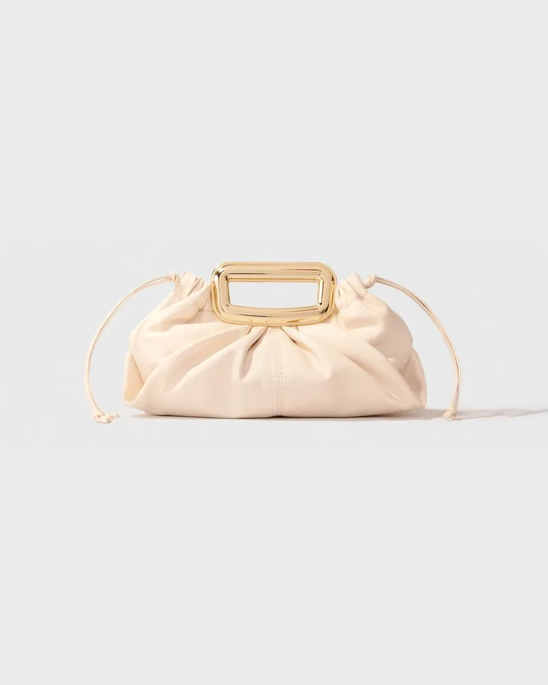 Maje Clutch Aus Leder Mit Metallgriff - Ecru Ecru
