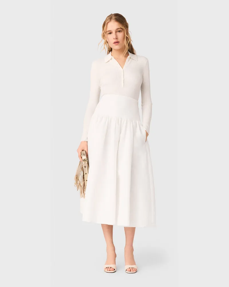 Maje Langer Rock Aus Taft - Weiß Weiß