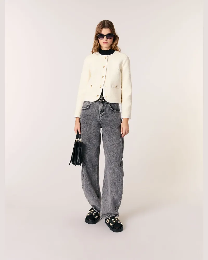 Maje Kurze Tweedjacke - Ecru Ecru