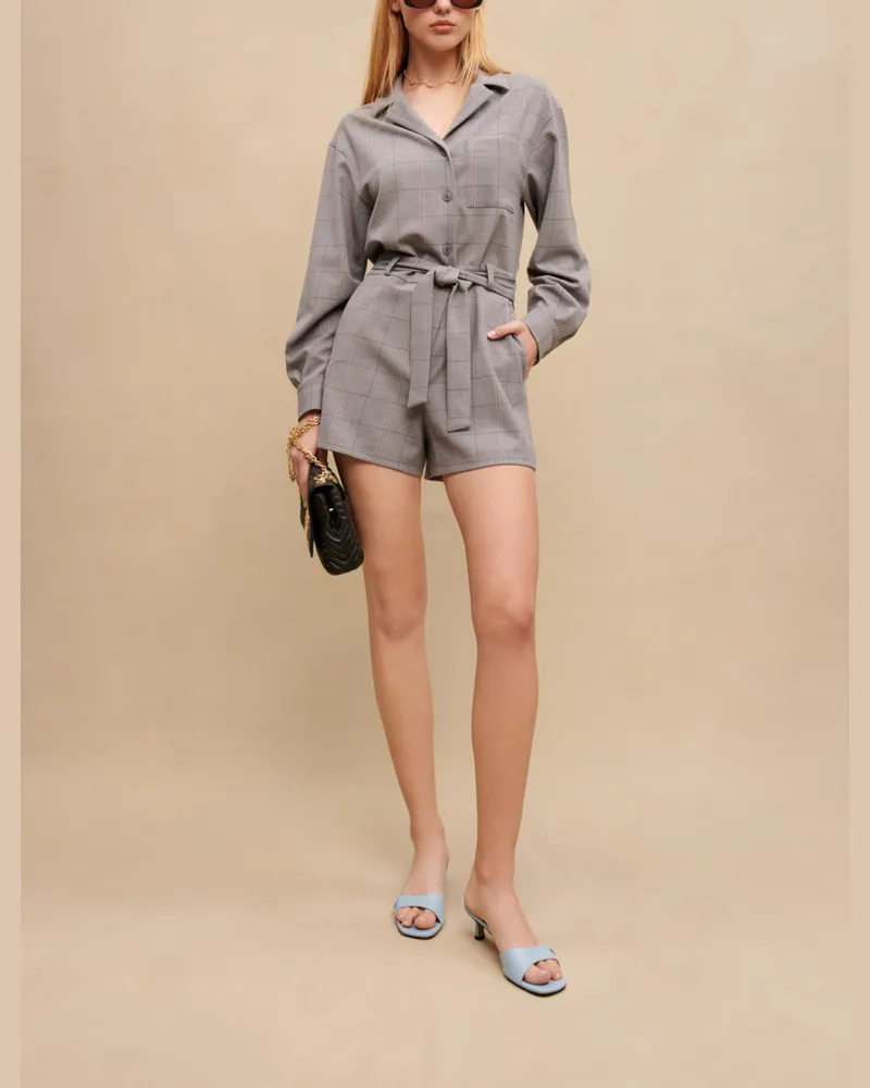 Maje Kurzer Overall Mit Karomuster - Grau Grau