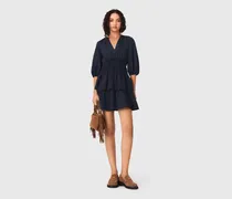 Kleid Mit Volants Und Strass - Marineblau