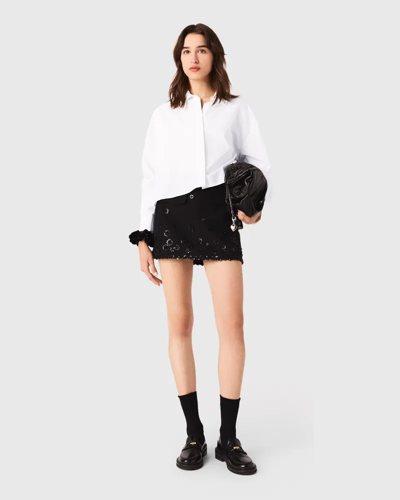 Maje Bestickte Trompe-l'ail-shorts - Schwarz Schwarz