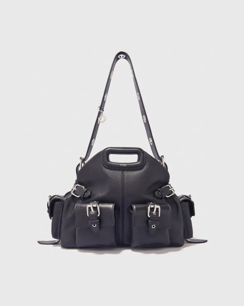 Maje Tasche Miss M Cargo Aus Leder - Schwarz Schwarz
