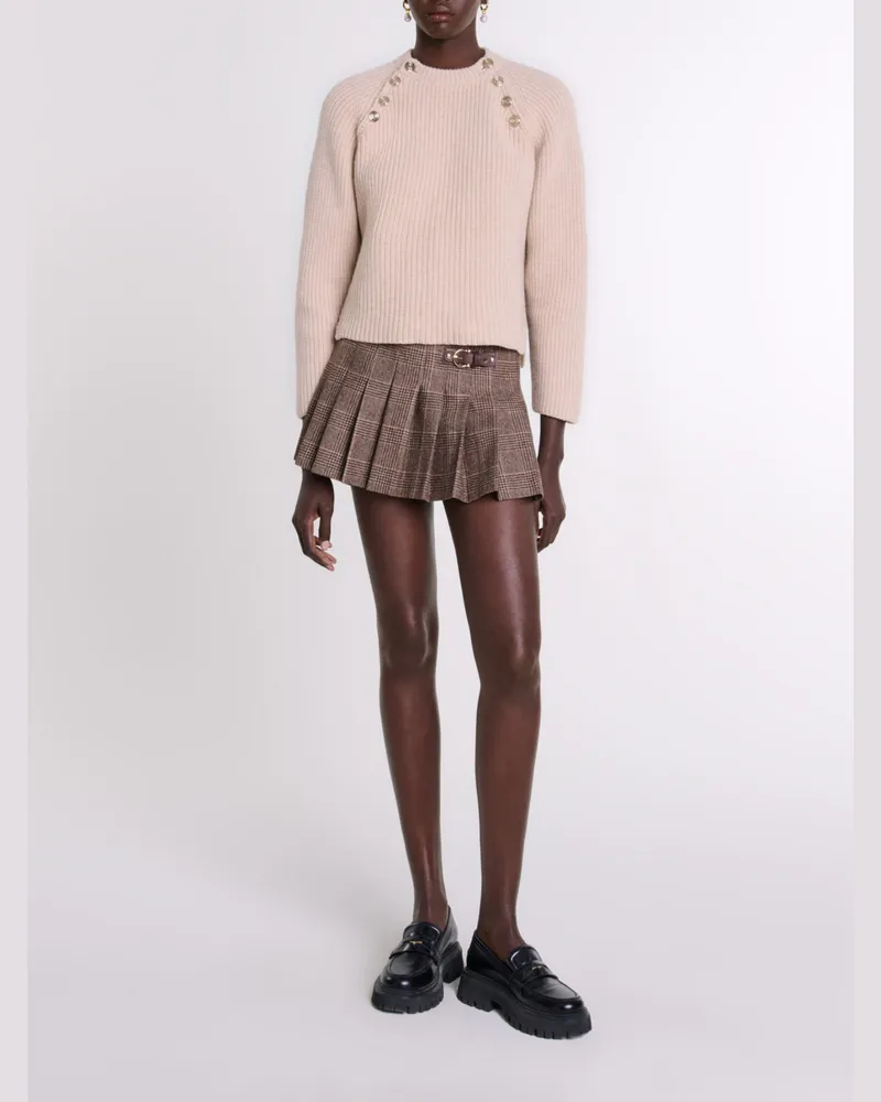 Maje Gerippter Wollpullover - Beige Beige