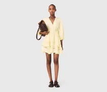Kurzes Kleid Mit Volants - Gelb