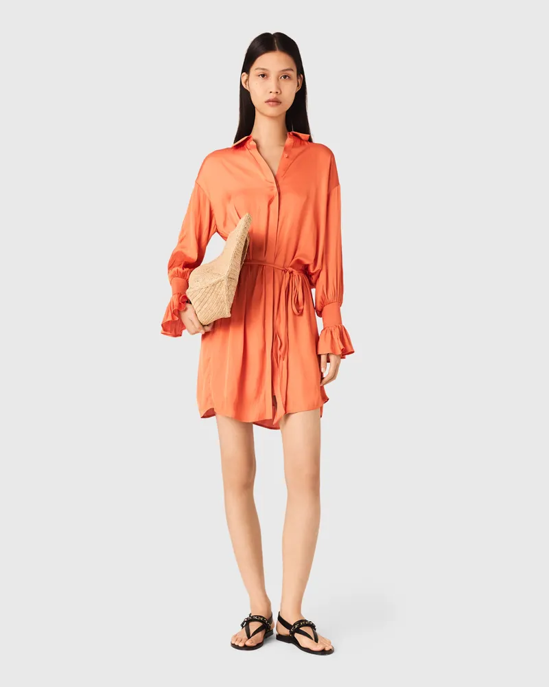 Maje Kurzes Satin-kleid - Orange Orange