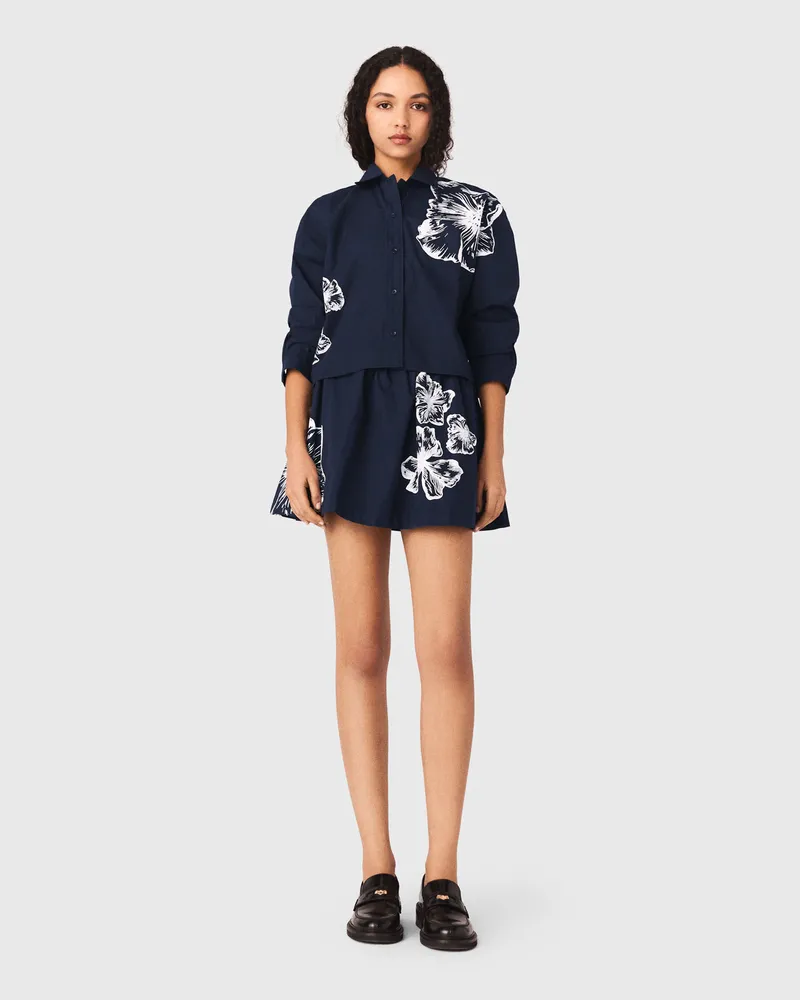 Maje Kurze Bluse Aus Baumwolle - Marineblau Marine