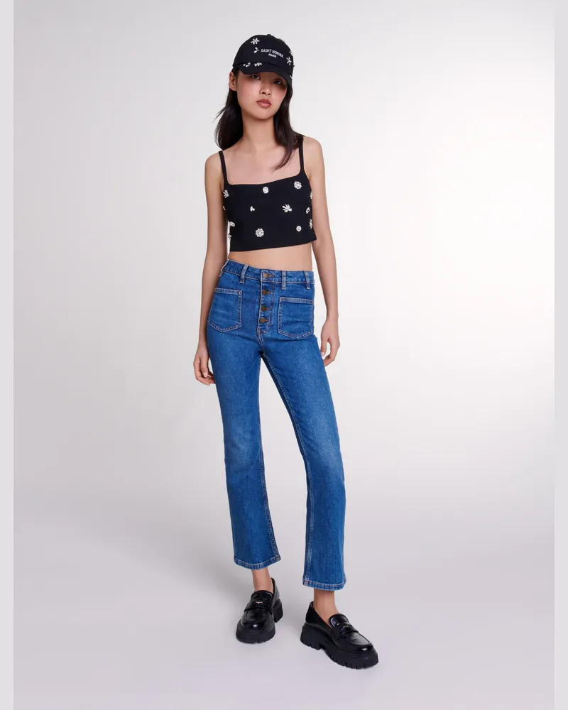 Maje Crop-top Mit Strass - Festliche Kleidung - Schwarz Schwarz