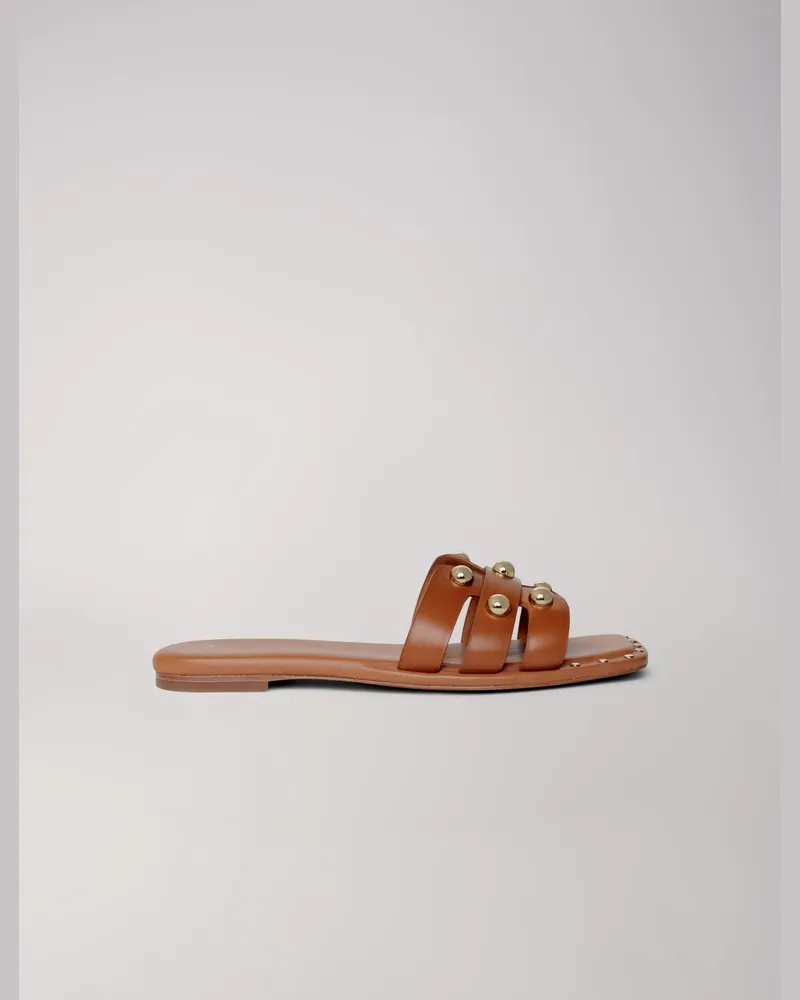 Maje Pantoletten Mit Nieten - Kamel Kamel