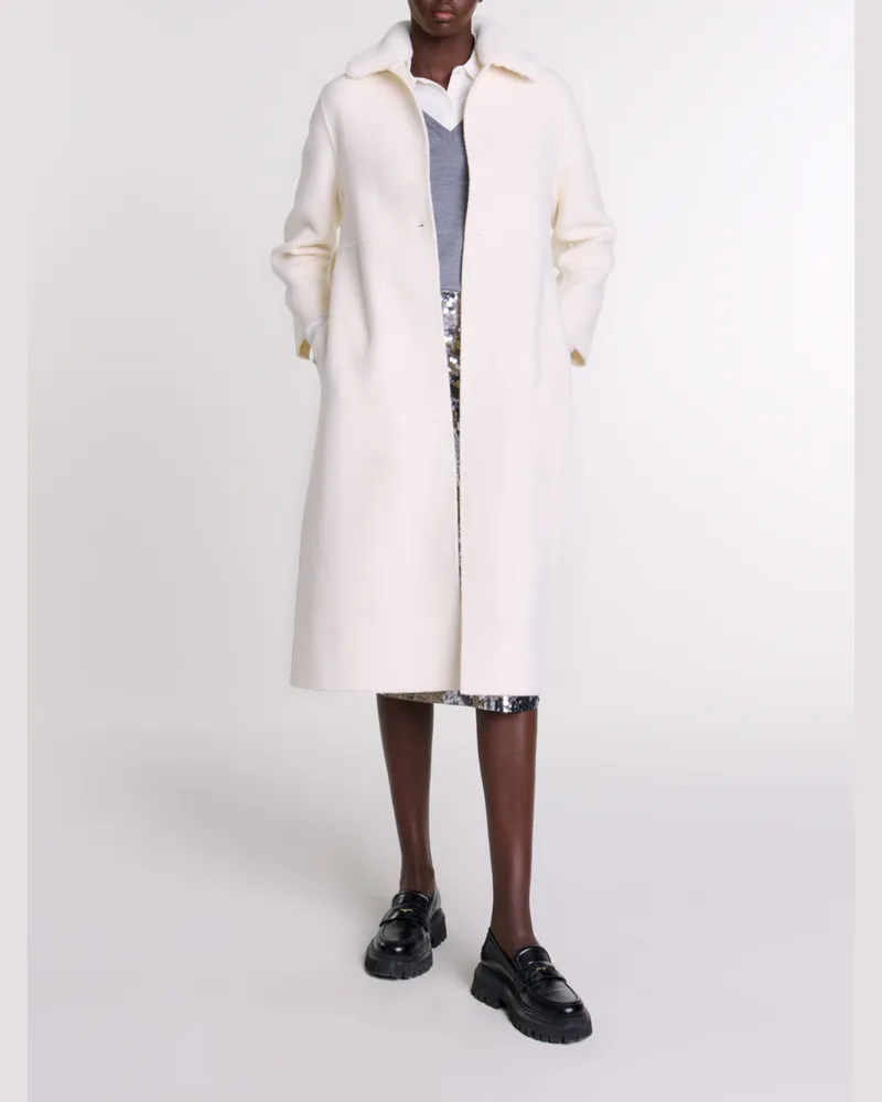 Maje Wollmantel Mit Abnehmbarem Kragen - Ecru Ecru