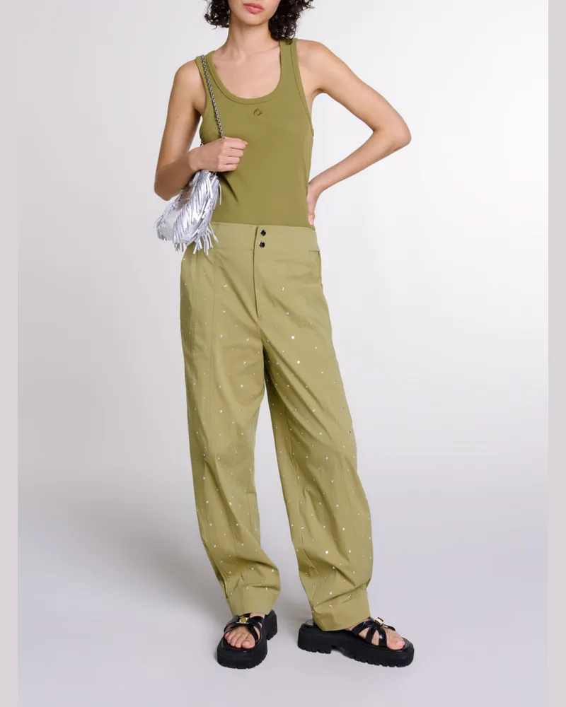 Maje Baggyhose Mit Nieten - Khaki Khaki