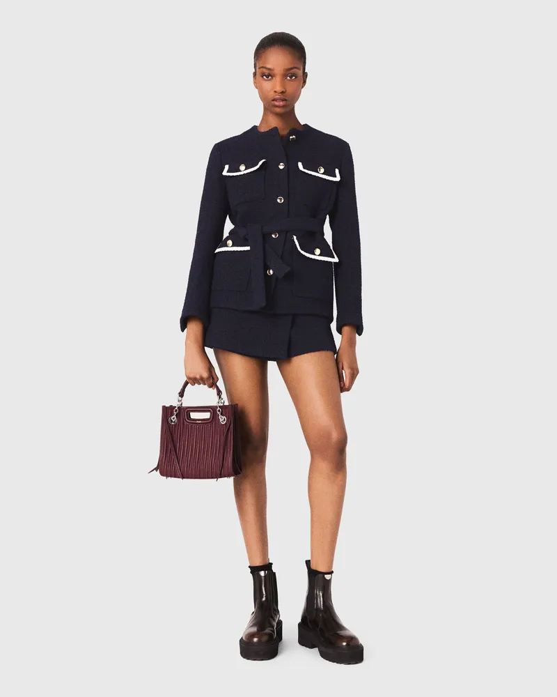 Maje Jacke 4 Taschen Aus Tweed - Marineblau Marine