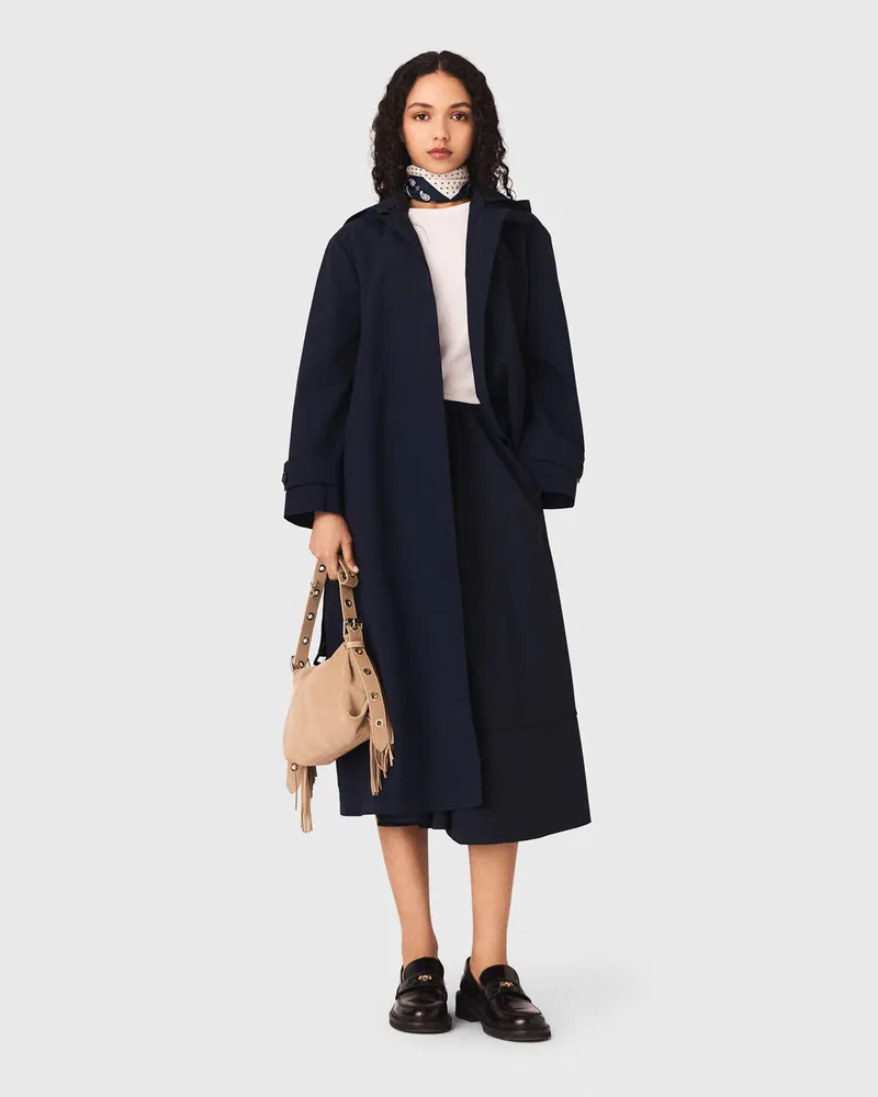 Maje Trench Mit Abnehmbarer Strasskapuze - Marineblau Marine