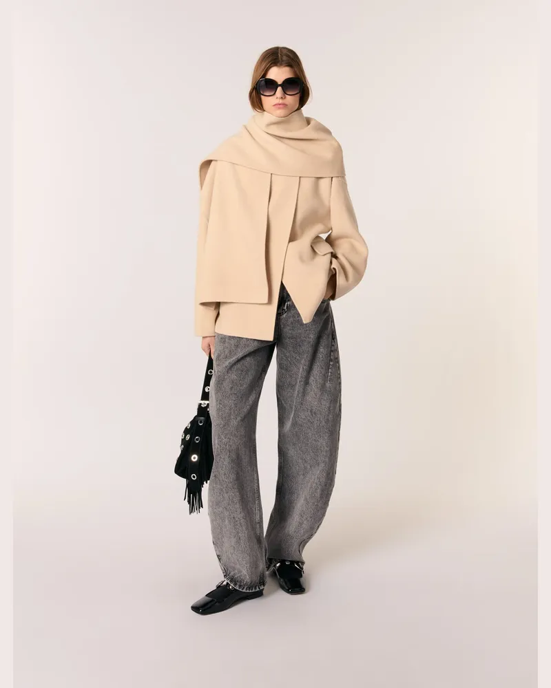 Maje Doubleface-mantel Mit Schal - Beige Beige