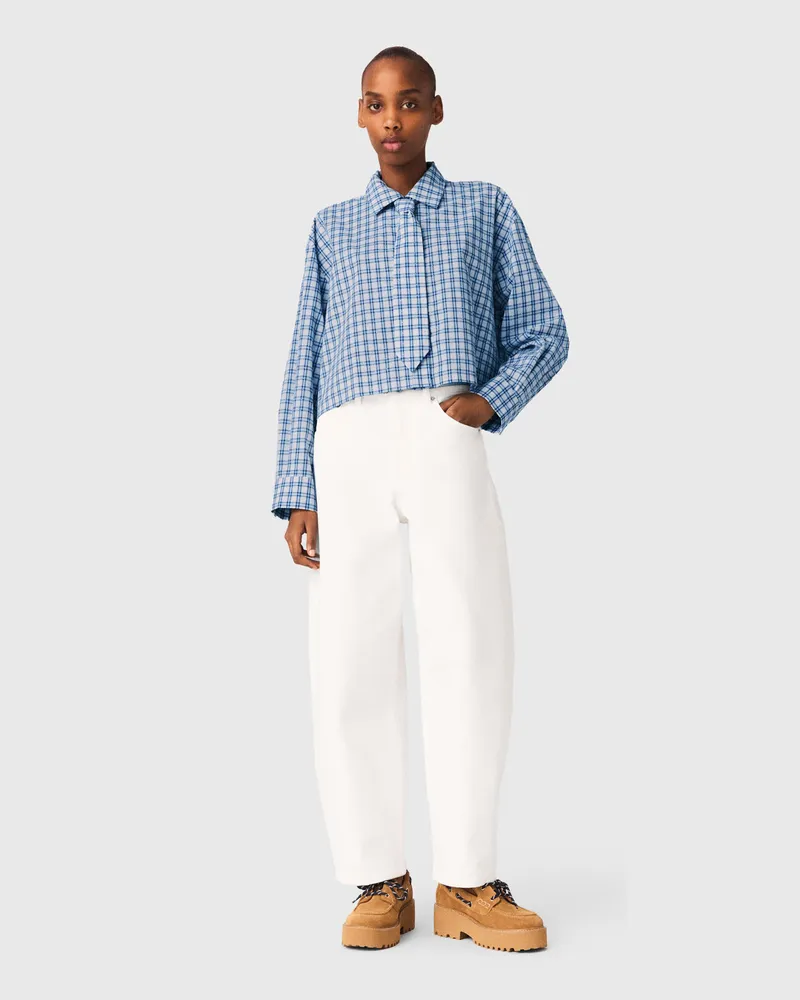 Maje Strasshemd Mit Abnehmbarer Krawatte - Carreaux Bleus Print Carreaux