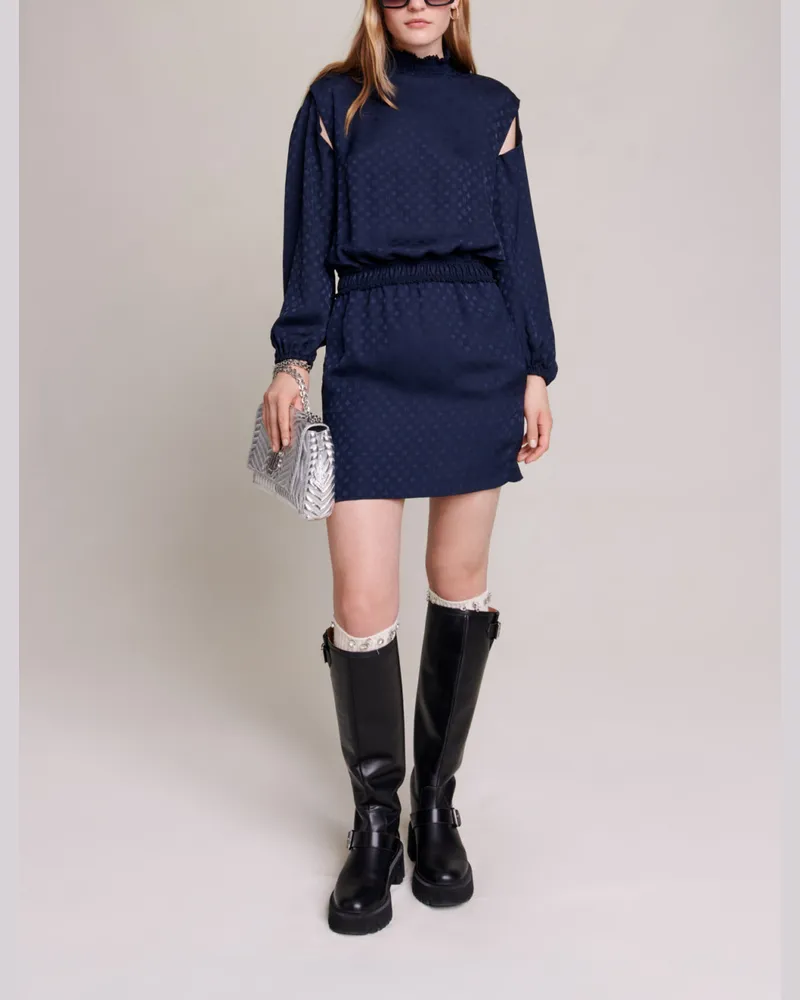 Maje Kurzes Kleid Aus Jacquard - Marineblau Marine
