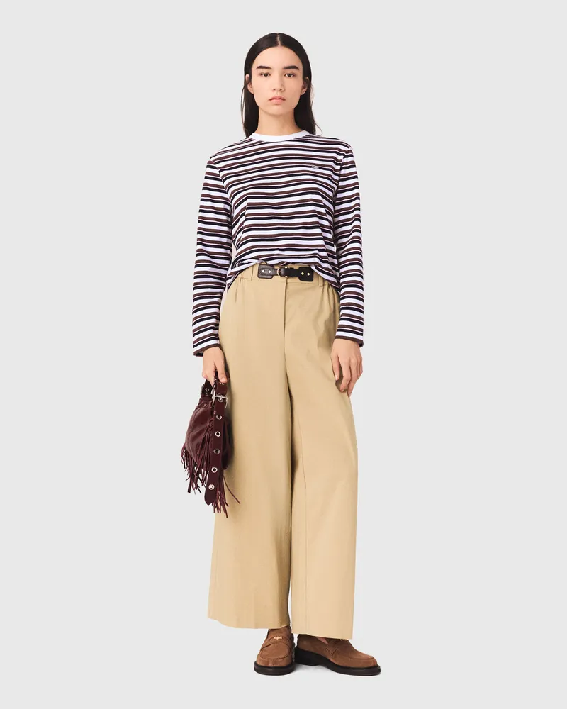 Maje Weite Hose Aus Baumwolle - Beige Beige