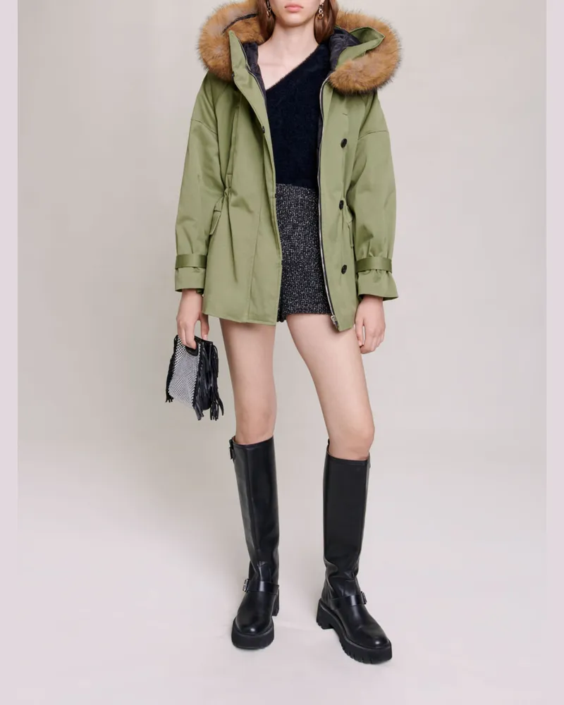 Maje Kurzer Parka Mit Kapuze - Khaki Khaki