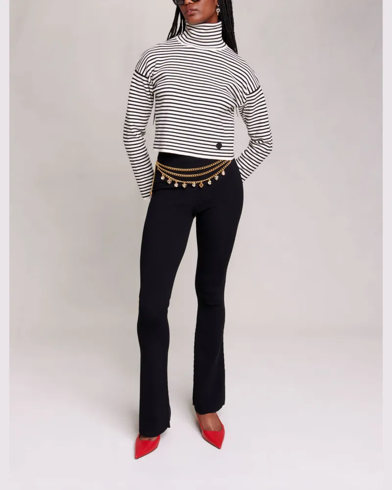 Maje Rippstrickhose - Schwarz Schwarz