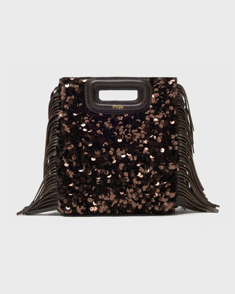 Maje Tasche M Mini Mit Pailletten - Braun Braun