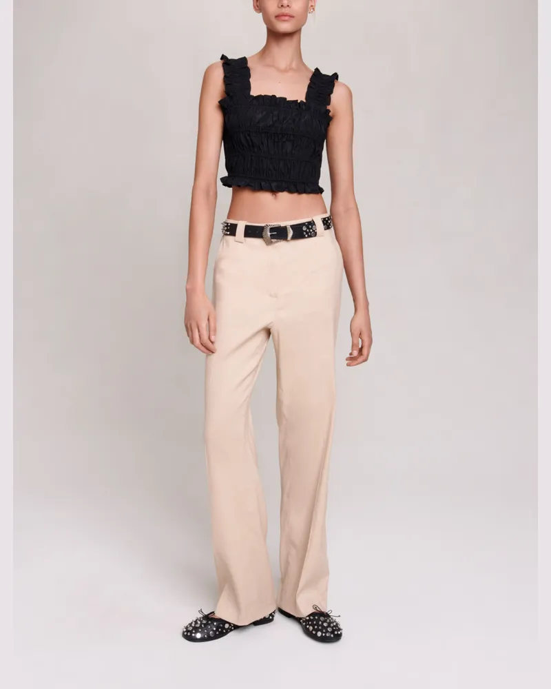 Maje Gesmoktes Top - Schwarz Schwarz