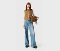 Kurze Daunenweste - Mehrfarbig