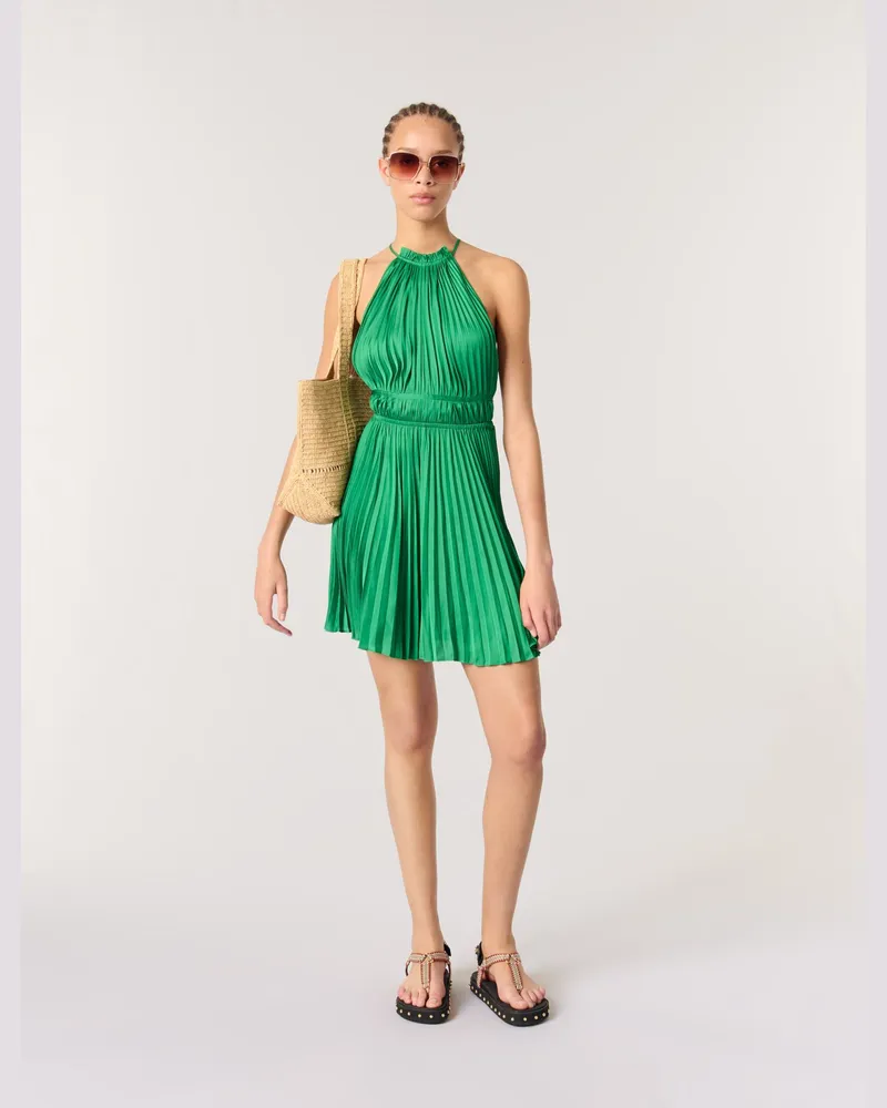 Maje Kurzes, Rückenfreies Plisseekleid - Grün Grün
