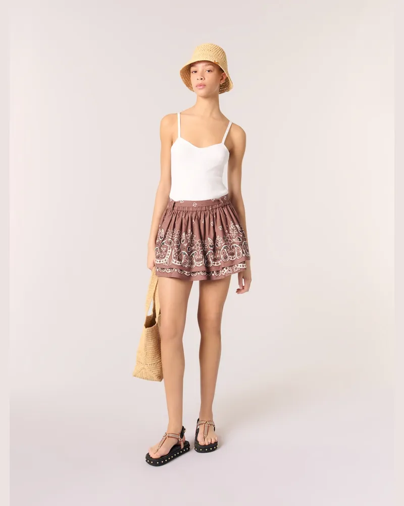 Maje Gemusterter Minirock Mit Strass - Imprime Bandana Marron Imprime