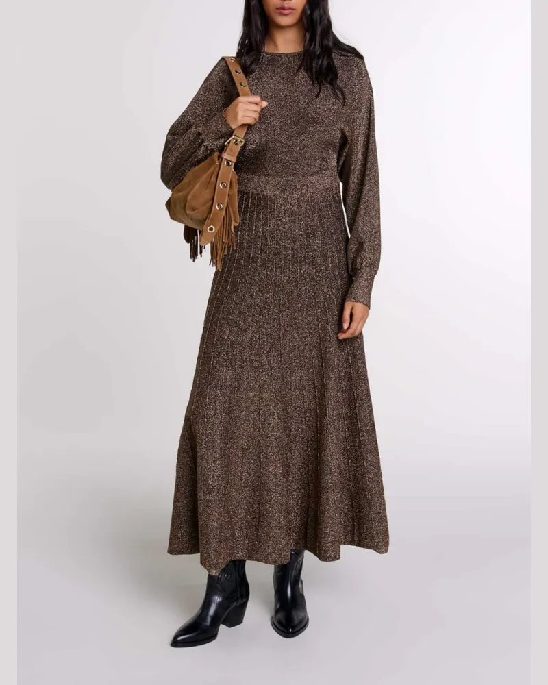 Maje Langes Kleid Aus Glänzendem Strick - Golden Golden