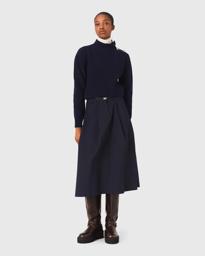 Maje Rollkragenpullover Aus Wolle - Marineblau Marine