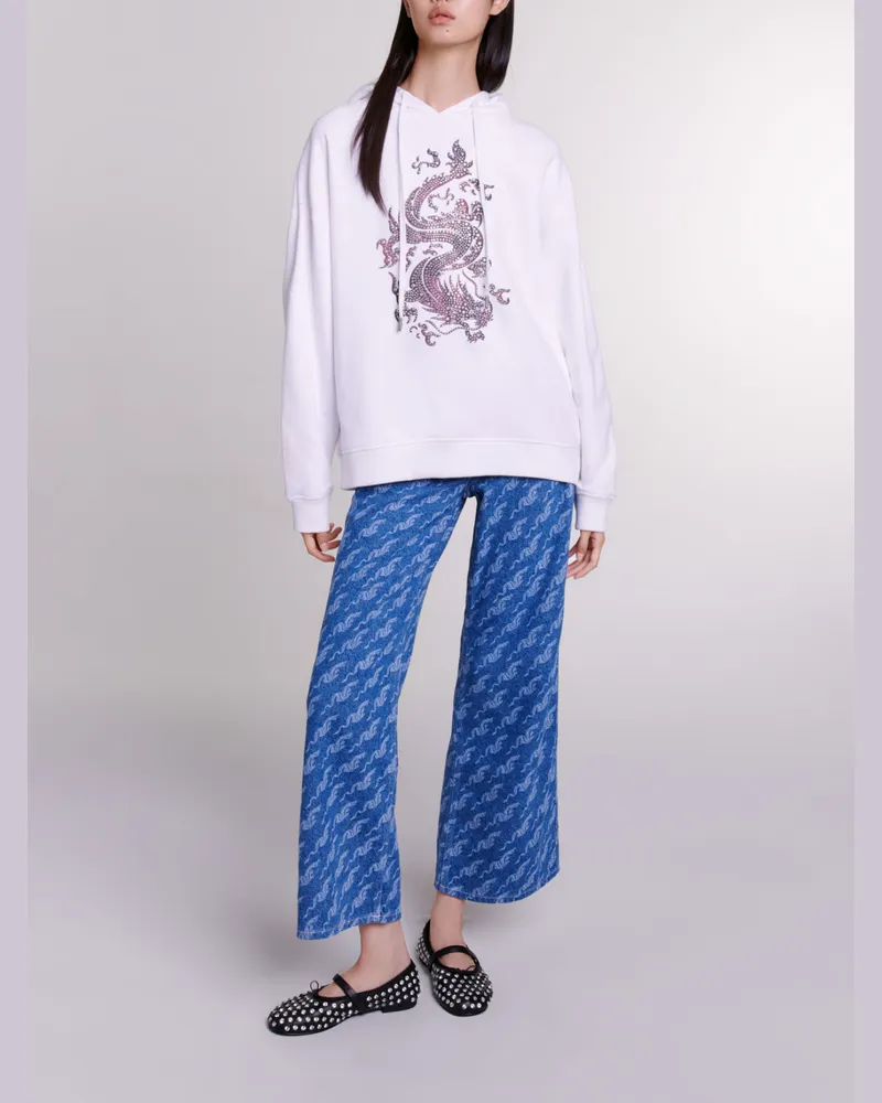 Maje Oversize-sweatshirt Mit Strass - Weiß Weiß