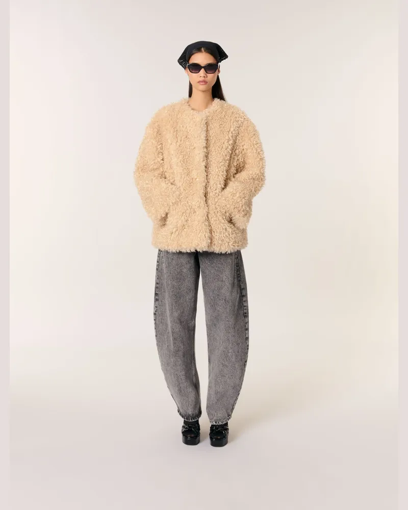 Maje Kurzer Kunstpelzmantel - Beige Beige