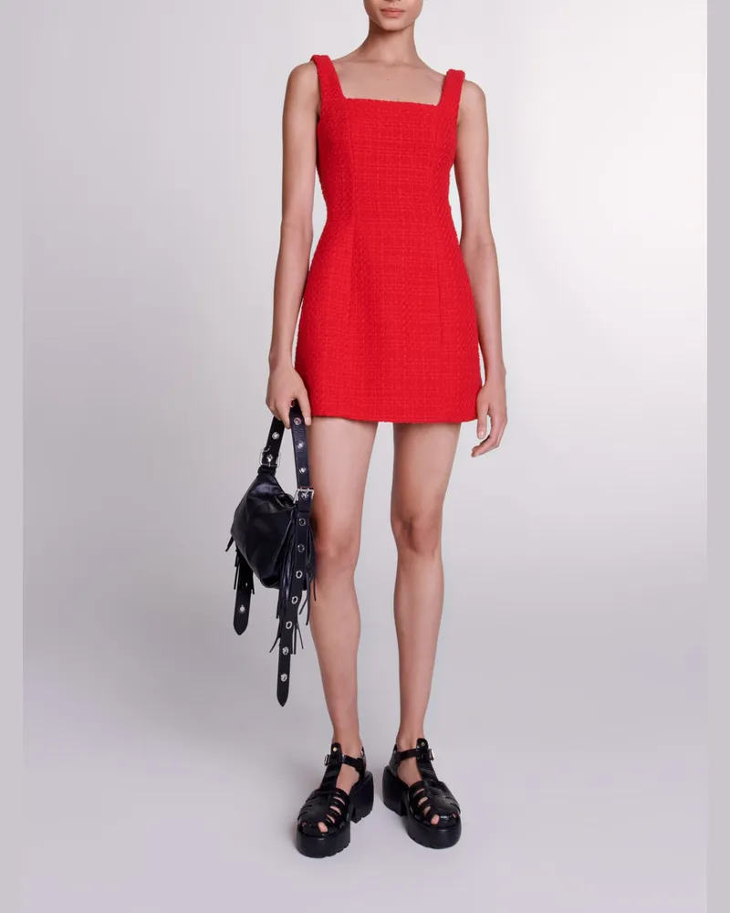 Maje Kurzes Kleid Aus Tweed - Rot Rot