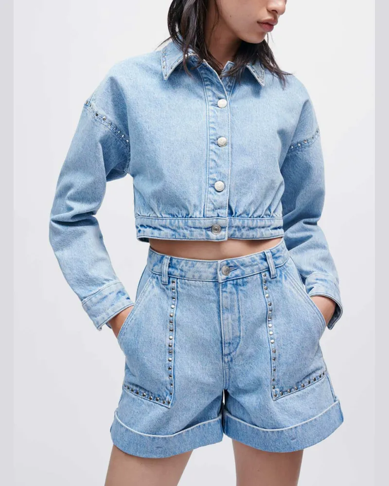 Maje Jeansjacke Mit Studs - Blau Blau