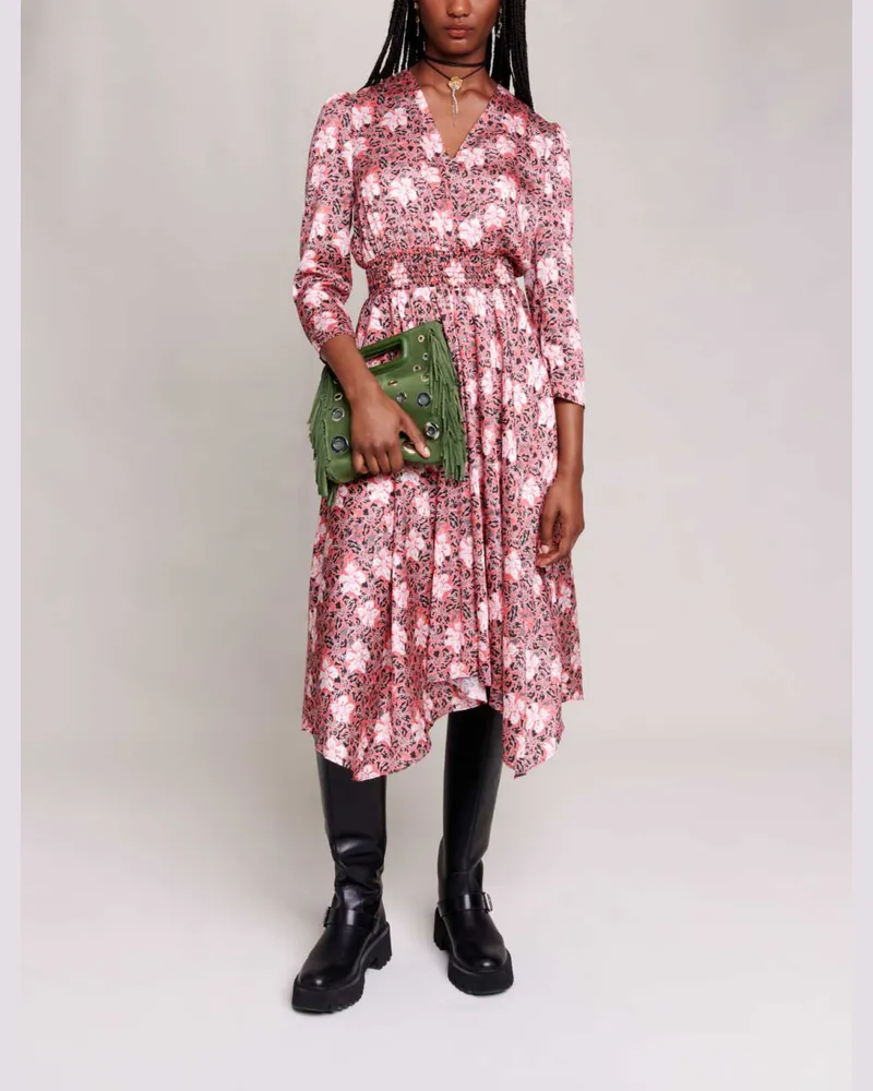 Maje Florales Maxikleid - Imprime Fleurs Rouge Imprime