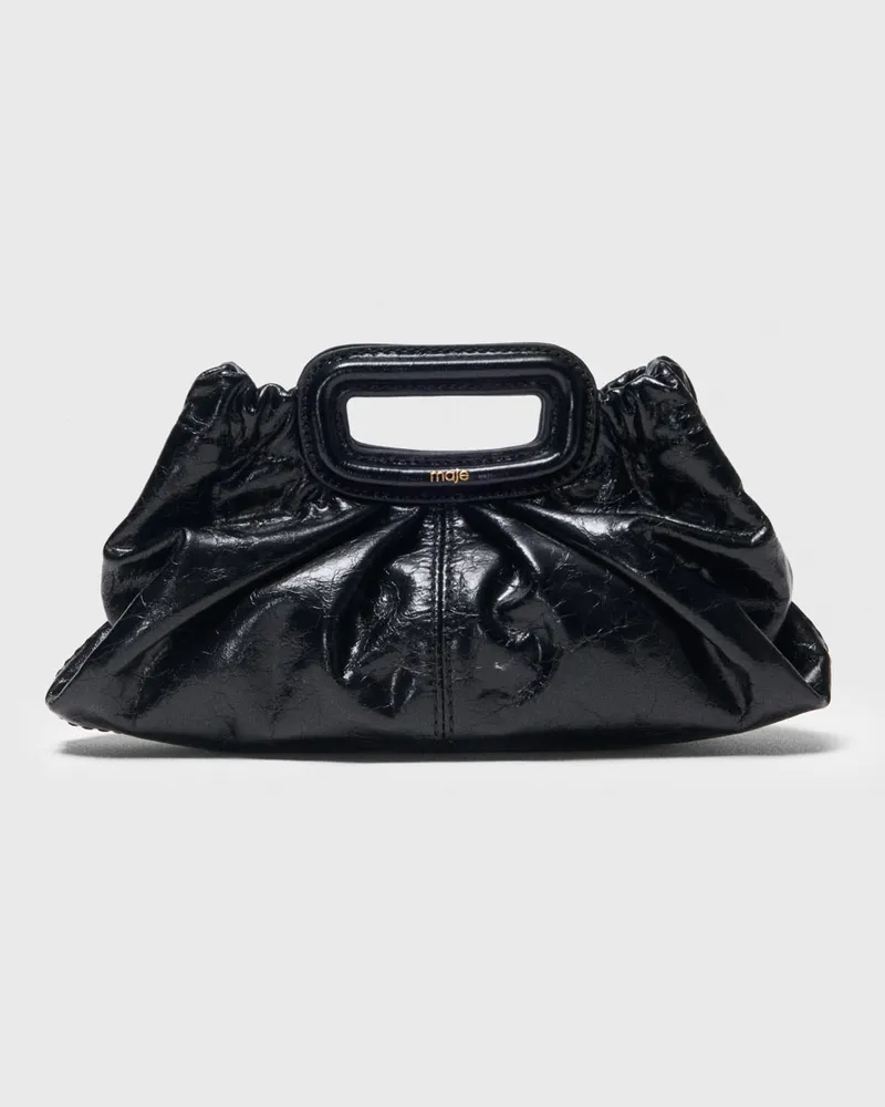 Maje Mini-clutch Aus Craquelé-leder - Schwarz Schwarz