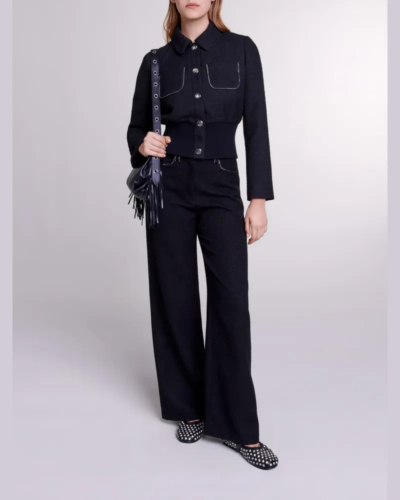 Maje Tweed-jacke - Schwarz Schwarz
