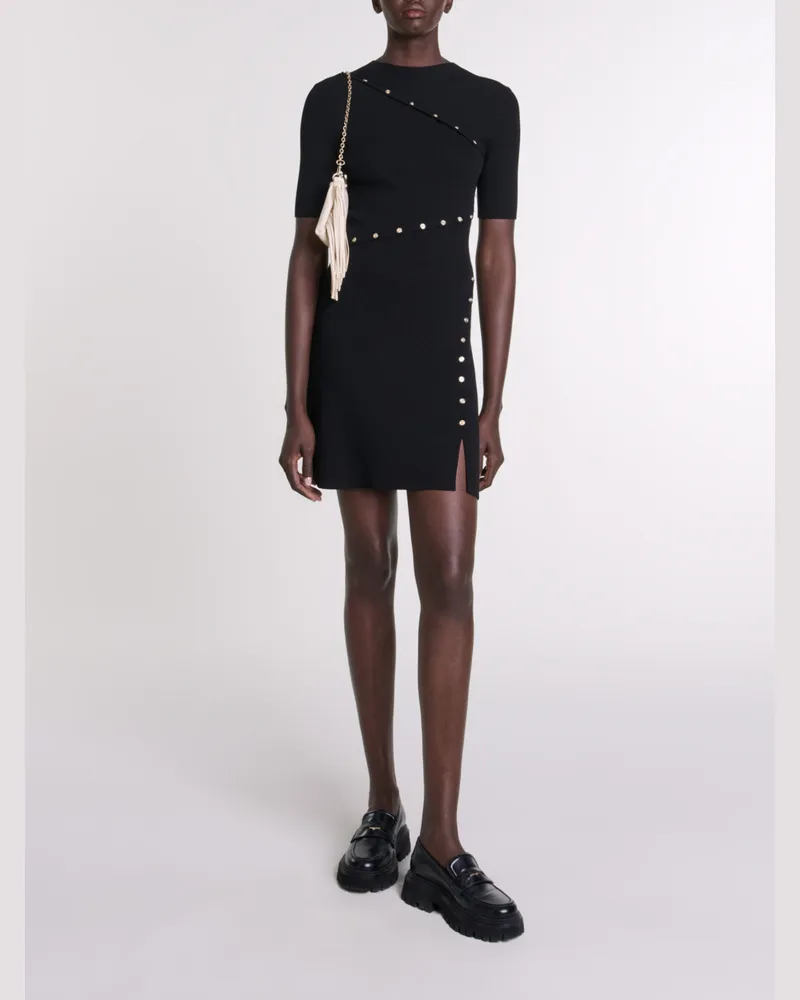 Maje Rippstrickkleid - Schwarz Schwarz