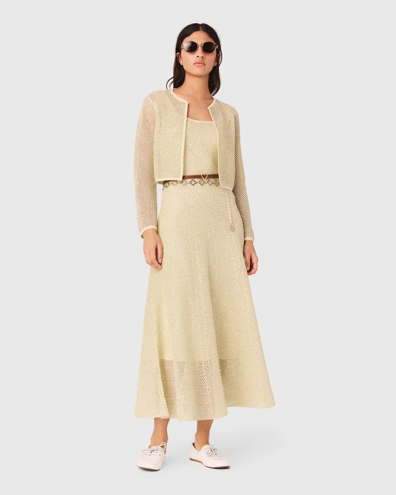 Maje Strick-cardigan Mit Strass - Gelb Blassgelb